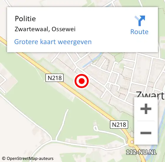 Locatie op kaart van de 112 melding: Politie Zwartewaal, Ossewei op 16 juni 2023 18:43