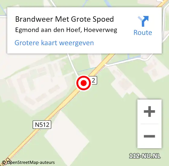 Locatie op kaart van de 112 melding: Brandweer Met Grote Spoed Naar Egmond aan den Hoef, Hoeverweg op 29 augustus 2014 09:52