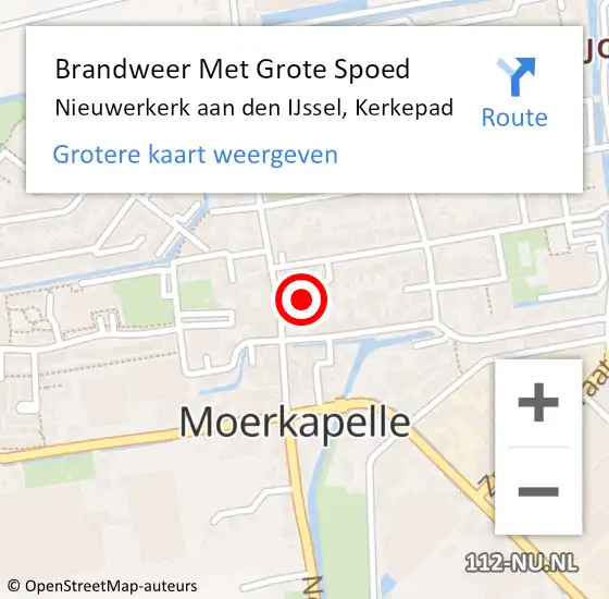 Locatie op kaart van de 112 melding: Brandweer Met Grote Spoed Naar Nieuwerkerk aan den IJssel, Kerkepad op 16 juni 2023 18:55