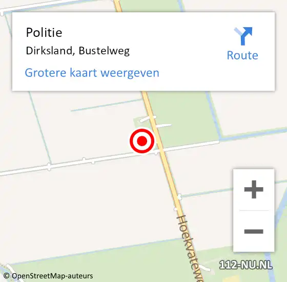 Locatie op kaart van de 112 melding: Politie Dirksland, Bustelweg op 16 juni 2023 18:58