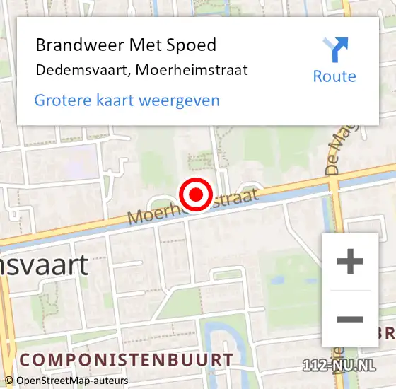 Locatie op kaart van de 112 melding: Brandweer Met Spoed Naar Dedemsvaart, Moerheimstraat op 16 juni 2023 19:07