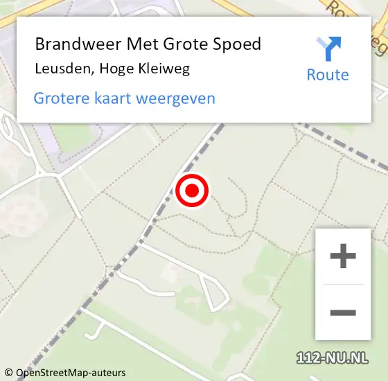 Locatie op kaart van de 112 melding: Brandweer Met Grote Spoed Naar Leusden, Hoge Kleiweg op 16 juni 2023 19:13