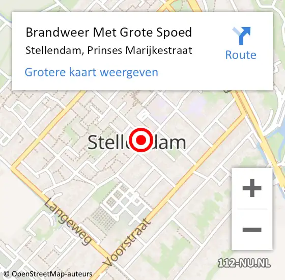 Locatie op kaart van de 112 melding: Brandweer Met Grote Spoed Naar Stellendam, Prinses Marijkestraat op 16 juni 2023 19:18