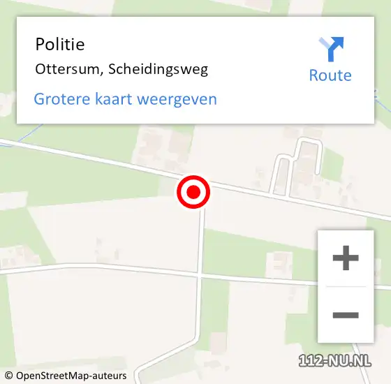 Locatie op kaart van de 112 melding: Politie Ottersum, Scheidingsweg op 16 juni 2023 19:32