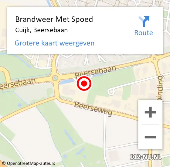 Locatie op kaart van de 112 melding: Brandweer Met Spoed Naar Cuijk, Beersebaan op 16 juni 2023 19:44