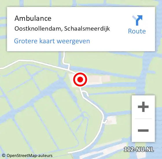 Locatie op kaart van de 112 melding: Ambulance Oostknollendam, Schaalsmeerdijk op 16 juni 2023 19:57