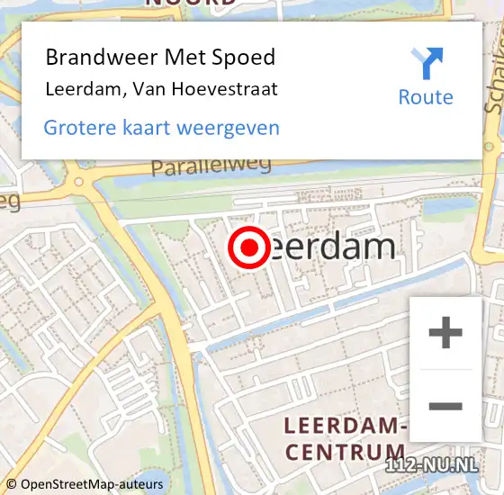 Locatie op kaart van de 112 melding: Brandweer Met Spoed Naar Leerdam, Van Hoevestraat op 16 juni 2023 20:14