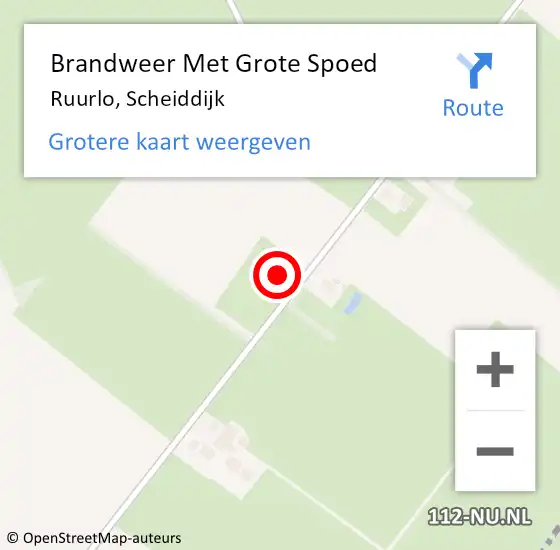 Locatie op kaart van de 112 melding: Brandweer Met Grote Spoed Naar Ruurlo, Scheiddijk op 16 juni 2023 20:18