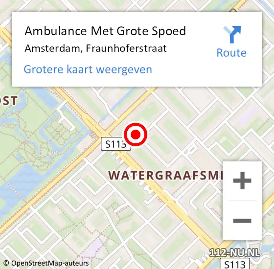 Locatie op kaart van de 112 melding: Ambulance Met Grote Spoed Naar Amsterdam, Fraunhoferstraat op 16 juni 2023 20:36