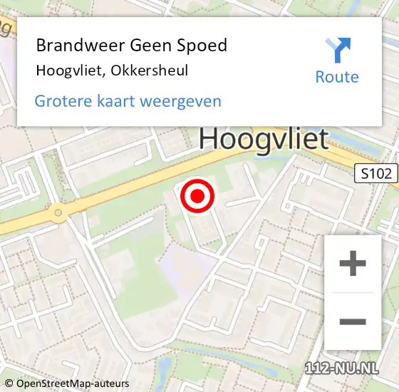 Locatie op kaart van de 112 melding: Brandweer Geen Spoed Naar Hoogvliet, Okkersheul op 16 juni 2023 20:38