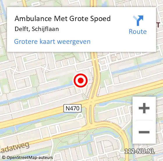 Locatie op kaart van de 112 melding: Ambulance Met Grote Spoed Naar Delft, Schijflaan op 16 juni 2023 20:44