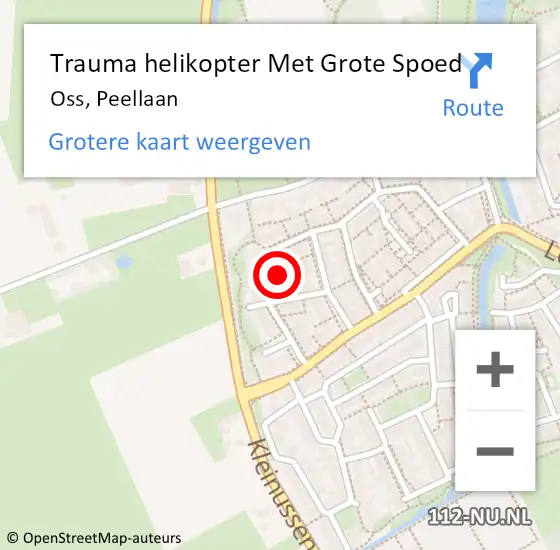 Locatie op kaart van de 112 melding: Trauma helikopter Met Grote Spoed Naar Oss, Peellaan op 16 juni 2023 20:57
