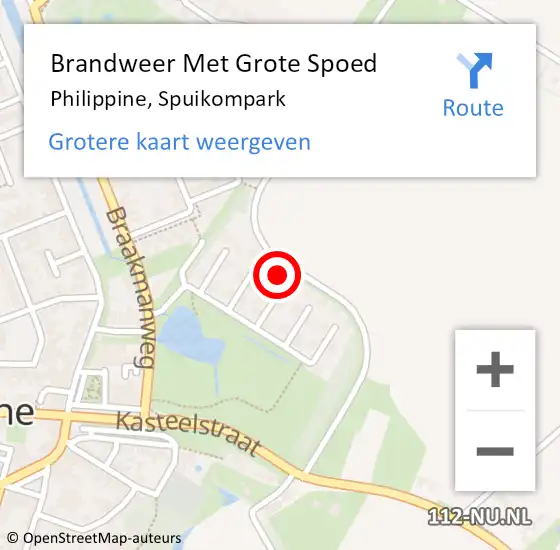 Locatie op kaart van de 112 melding: Brandweer Met Grote Spoed Naar Philippine, Spuikompark op 16 juni 2023 21:09