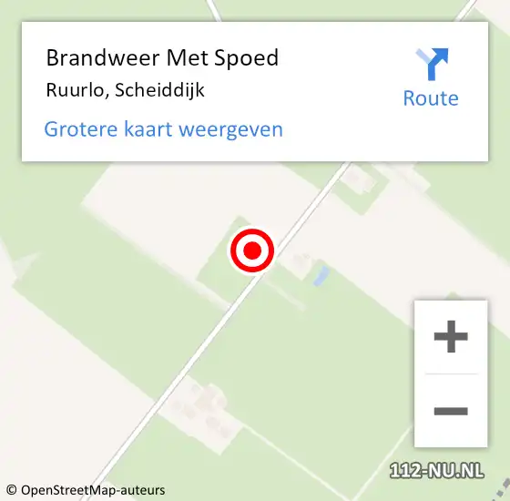 Locatie op kaart van de 112 melding: Brandweer Met Spoed Naar Ruurlo, Scheiddijk op 16 juni 2023 21:29