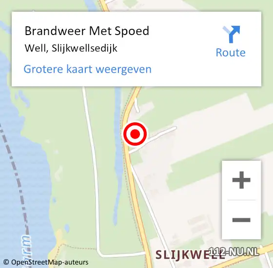 Locatie op kaart van de 112 melding: Brandweer Met Spoed Naar Well, Slijkwellsedijk op 16 juni 2023 21:40