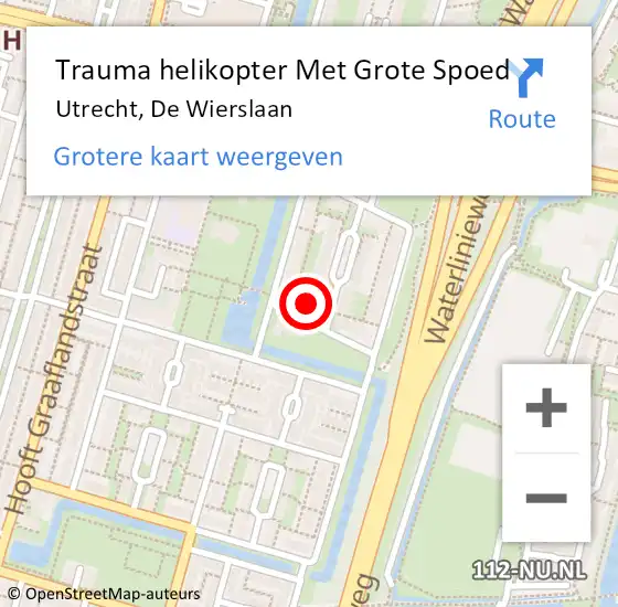 Locatie op kaart van de 112 melding: Trauma helikopter Met Grote Spoed Naar Utrecht, De Wierslaan op 16 juni 2023 22:12