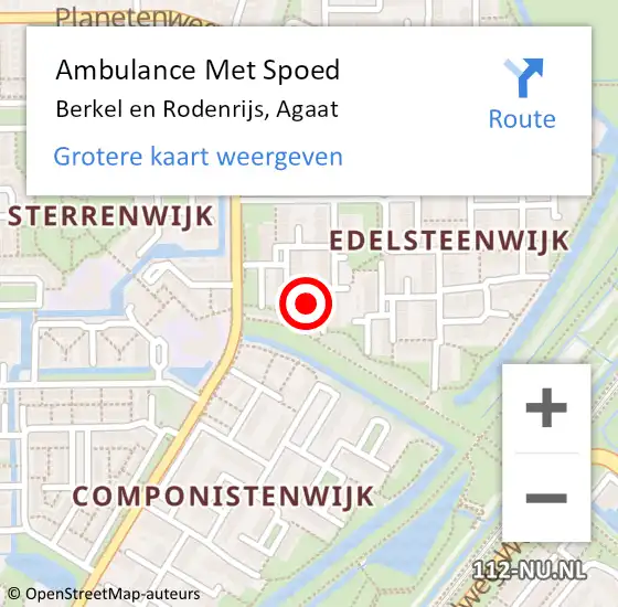 Locatie op kaart van de 112 melding: Ambulance Met Spoed Naar Berkel en Rodenrijs, Agaat op 16 juni 2023 22:16