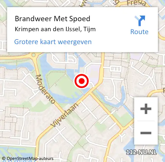 Locatie op kaart van de 112 melding: Brandweer Met Spoed Naar Krimpen aan den IJssel, Tijm op 16 juni 2023 22:21