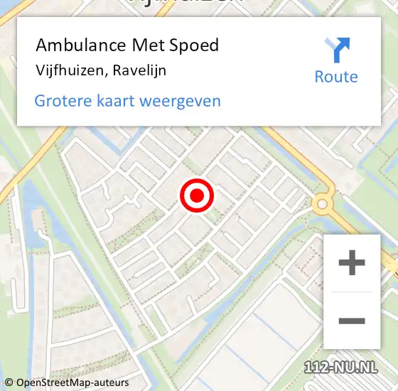 Locatie op kaart van de 112 melding: Ambulance Met Spoed Naar Vijfhuizen, Ravelijn op 16 juni 2023 22:21