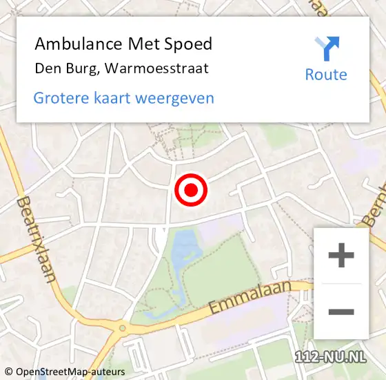 Locatie op kaart van de 112 melding: Ambulance Met Spoed Naar Den Burg, Warmoesstraat op 16 juni 2023 22:32
