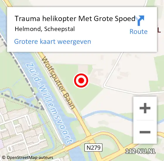 Locatie op kaart van de 112 melding: Trauma helikopter Met Grote Spoed Naar Helmond, Scheepstal op 16 juni 2023 22:37