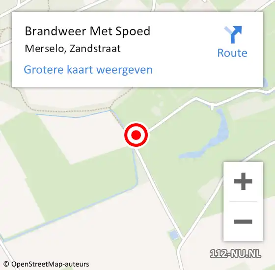 Locatie op kaart van de 112 melding: Brandweer Met Spoed Naar Merselo, Zandstraat op 16 juni 2023 22:56