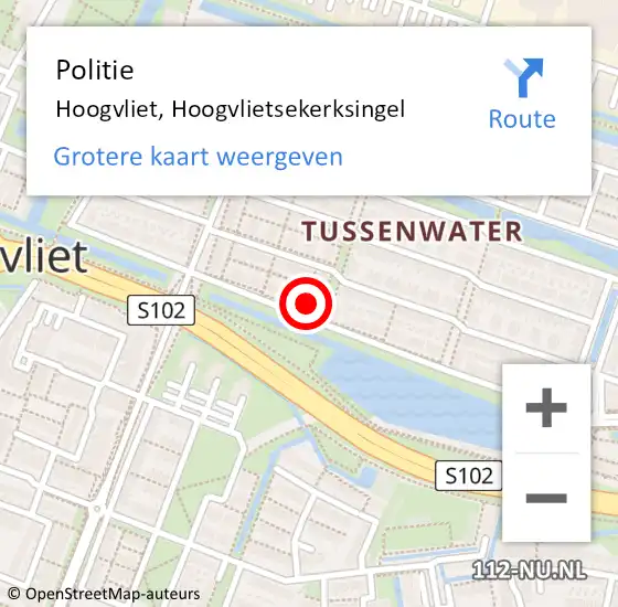 Locatie op kaart van de 112 melding: Politie Hoogvliet, Hoogvlietsekerksingel op 16 juni 2023 23:32