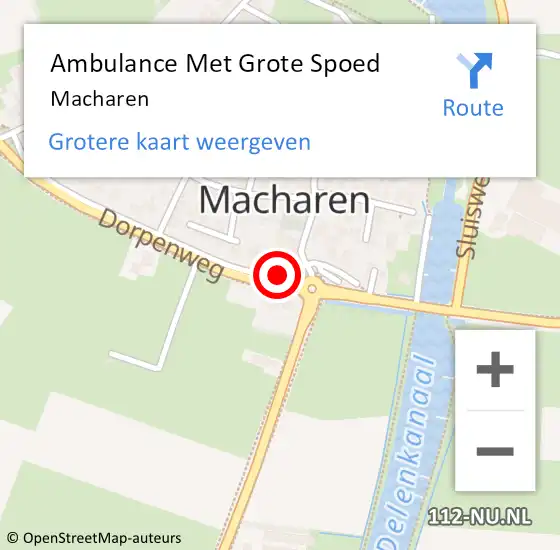Locatie op kaart van de 112 melding: Ambulance Met Grote Spoed Naar Macharen op 16 juni 2023 23:39