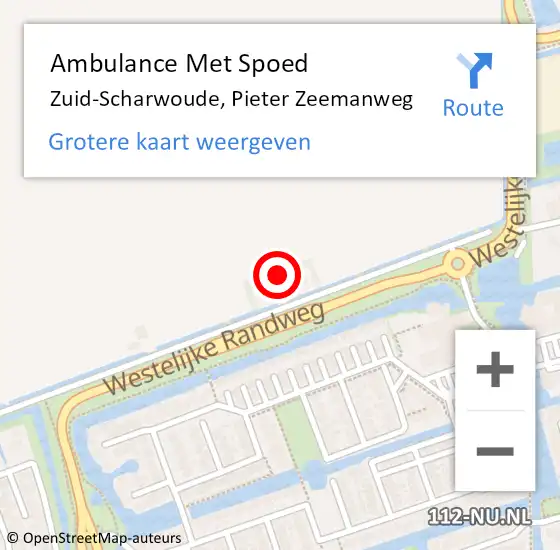 Locatie op kaart van de 112 melding: Ambulance Met Spoed Naar Zuid-Scharwoude, Pieter Zeemanweg op 16 juni 2023 23:47