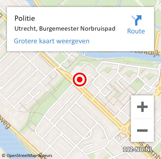 Locatie op kaart van de 112 melding: Politie Utrecht, Burgemeester Norbruispad op 16 juni 2023 23:53