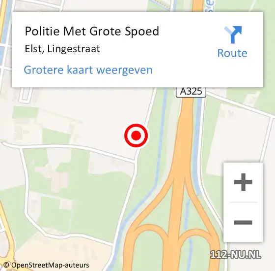 Locatie op kaart van de 112 melding: Politie Met Grote Spoed Naar Elst, Lingestraat op 17 juni 2023 00:13