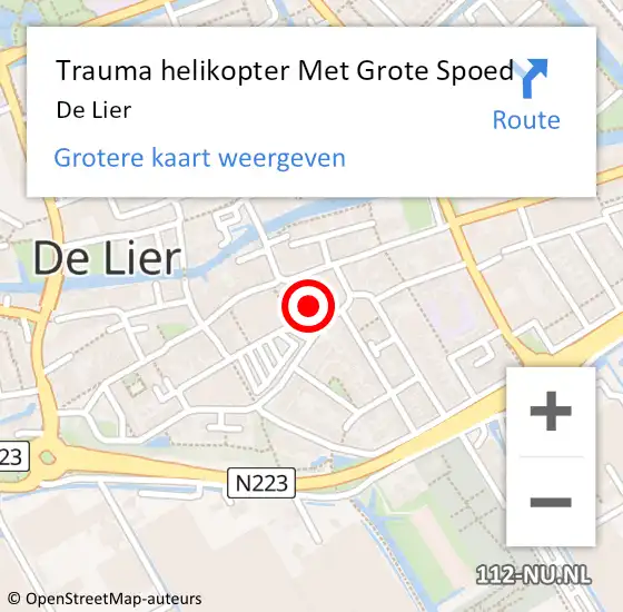 Locatie op kaart van de 112 melding: Trauma helikopter Met Grote Spoed Naar De Lier op 17 juni 2023 00:19