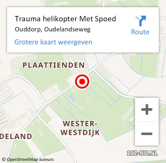 Locatie op kaart van de 112 melding: Trauma helikopter Met Spoed Naar Ouddorp, Oudelandseweg op 17 juni 2023 00:43