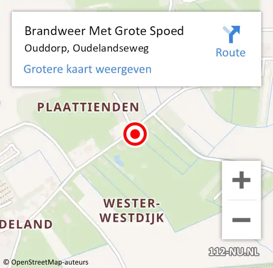 Locatie op kaart van de 112 melding: Brandweer Met Grote Spoed Naar Ouddorp, Oudelandseweg op 17 juni 2023 00:45