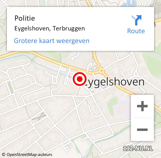 Locatie op kaart van de 112 melding: Politie Eygelshoven, Terbruggen op 17 juni 2023 01:09