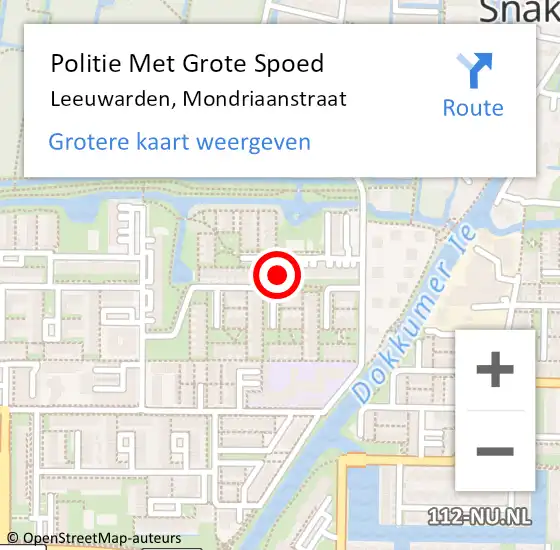 Locatie op kaart van de 112 melding: Politie Met Grote Spoed Naar Leeuwarden, Mondriaanstraat op 17 juni 2023 01:30