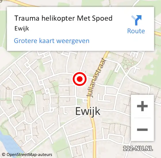 Locatie op kaart van de 112 melding: Trauma helikopter Met Spoed Naar Ewijk op 17 juni 2023 01:38