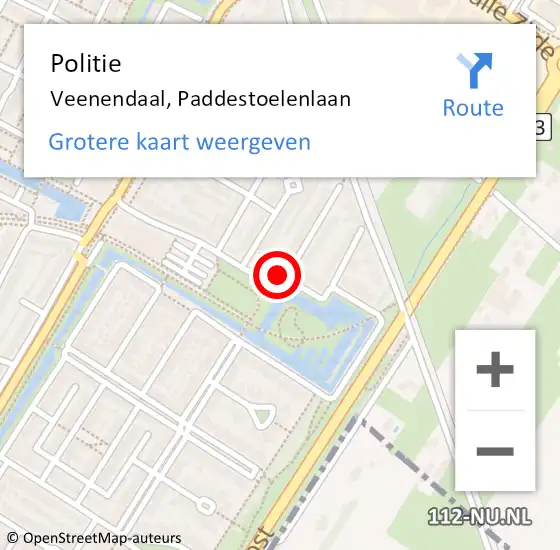 Locatie op kaart van de 112 melding: Politie Veenendaal, Paddestoelenlaan op 17 juni 2023 01:52