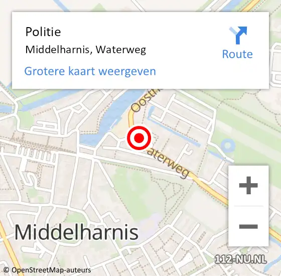 Locatie op kaart van de 112 melding: Politie Middelharnis, Waterweg op 17 juni 2023 01:57