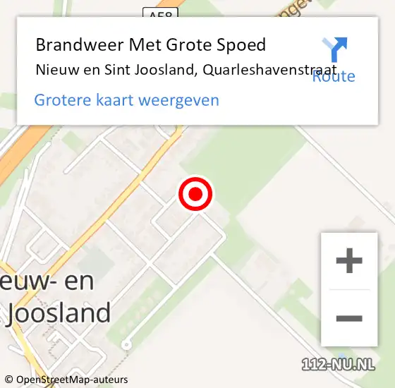 Locatie op kaart van de 112 melding: Brandweer Met Grote Spoed Naar Nieuw en Sint Joosland, Quarleshavenstraat op 17 juni 2023 02:01
