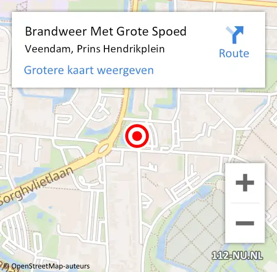 Locatie op kaart van de 112 melding: Brandweer Met Grote Spoed Naar Veendam, Prins Hendrikplein op 17 juni 2023 02:02