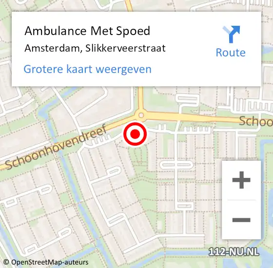 Locatie op kaart van de 112 melding: Ambulance Met Spoed Naar Amsterdam, Slikkerveerstraat op 17 juni 2023 04:03