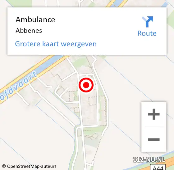 Locatie op kaart van de 112 melding: Ambulance Abbenes op 17 juni 2023 04:06