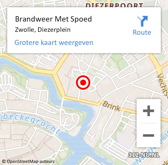 Locatie op kaart van de 112 melding: Brandweer Met Spoed Naar Zwolle, Diezerplein op 17 juni 2023 04:07