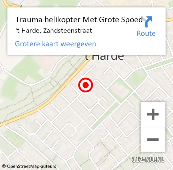 Locatie op kaart van de 112 melding: Trauma helikopter Met Grote Spoed Naar 't Harde, Zandsteenstraat op 17 juni 2023 04:25