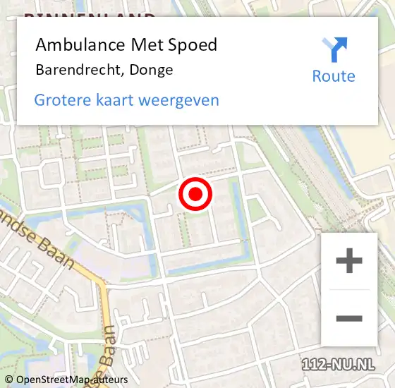 Locatie op kaart van de 112 melding: Ambulance Met Spoed Naar Barendrecht, Donge op 17 juni 2023 04:35