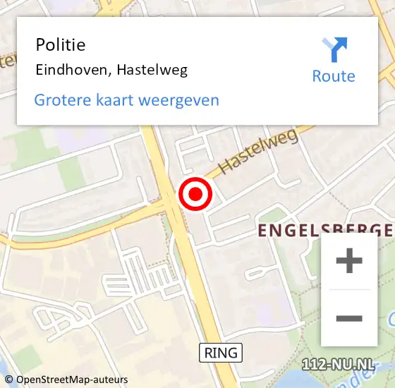 Locatie op kaart van de 112 melding: Politie Eindhoven, Hastelweg op 17 juni 2023 05:06