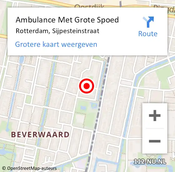 Locatie op kaart van de 112 melding: Ambulance Met Grote Spoed Naar Rotterdam, Sijpesteinstraat op 17 juni 2023 05:23