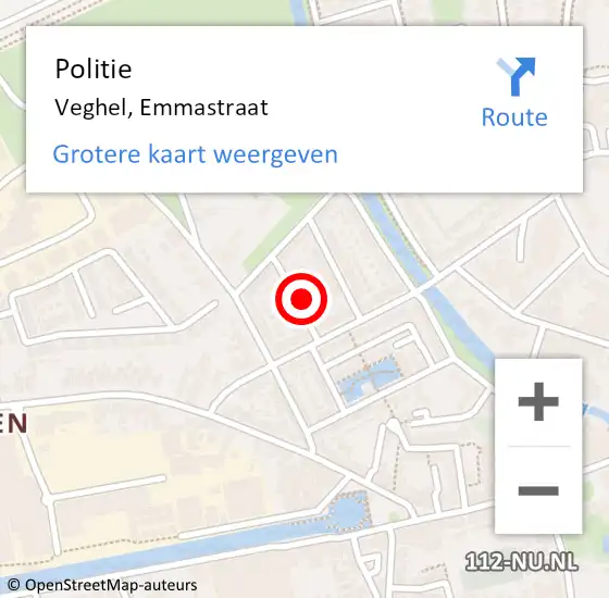 Locatie op kaart van de 112 melding: Politie Veghel, Emmastraat op 17 juni 2023 05:26