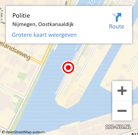 Locatie op kaart van de 112 melding: Politie Nijmegen, Oostkanaaldijk op 17 juni 2023 05:35